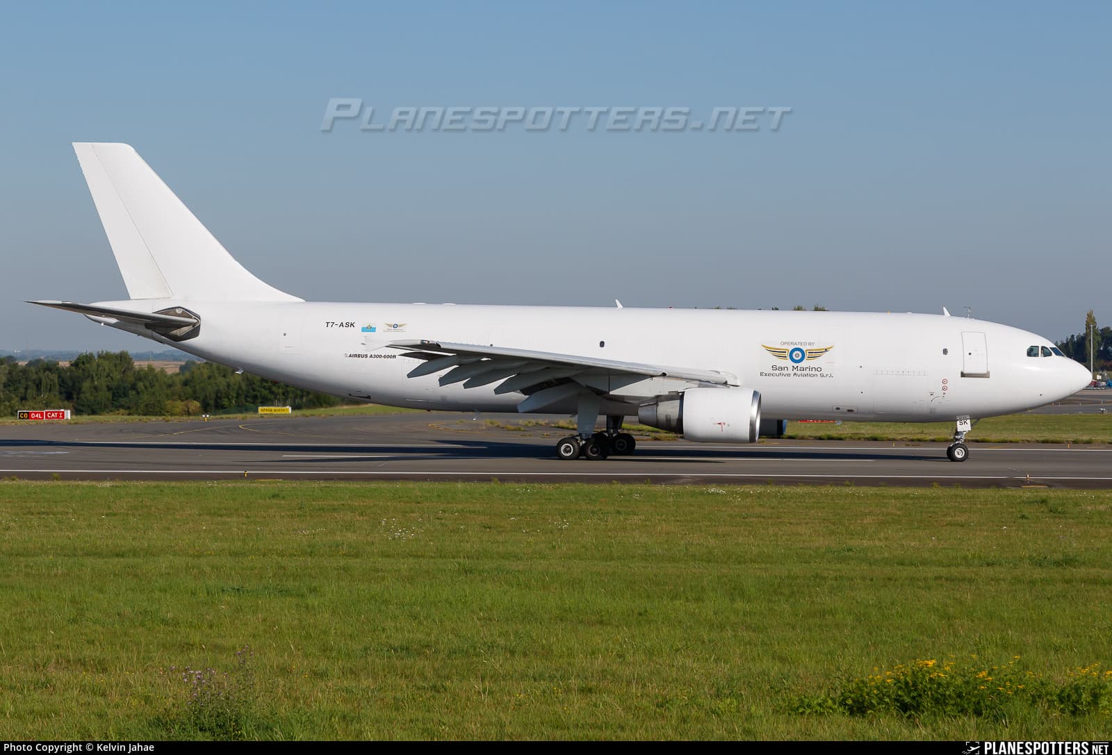 Airbus A300-600F freighter T7-ASK lining up on the runway in SMEA colours